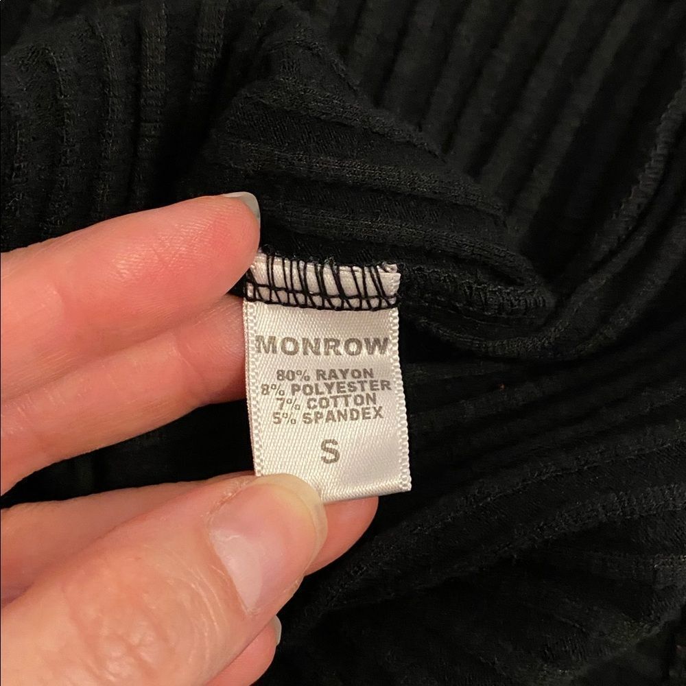 Monrow Black Ribbed Turtle Neck 3/4 Sleeve Knit Mini Dress Size Small - Picture 14 of 14